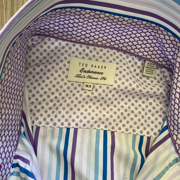 Ted Baker White Striped Button-Down Dress Shirt - Picture 3 of 13